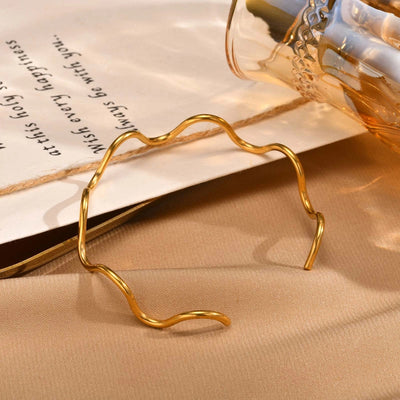 Vintage Style Simple Style Waves 201 Stainless Steel Bangle In Bulk