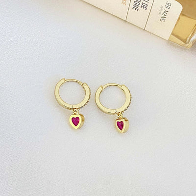 1 Pair Sweet Simple Style Heart Shape Plating Inlay Copper Zircon Zircon Drop Earrings