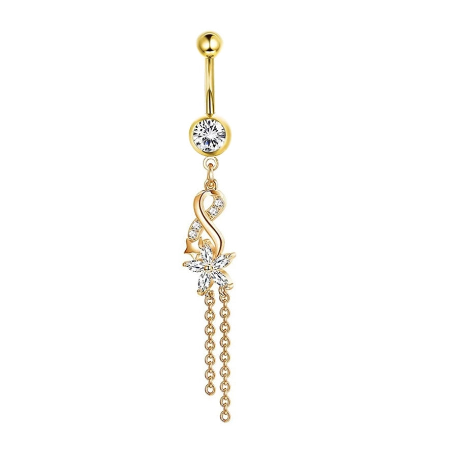 1 Piece Belly Rings Simple Style Shiny Round Heart Shape Bow Knot 316L Stainless Steel  Inlay Zircon