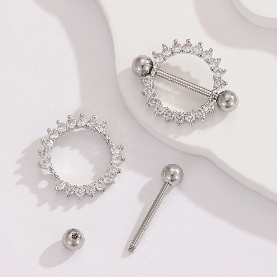 Ear Cartilage Rings & Studs Modern Style Simple Style Round 304 Stainless Steel Inlay Zircon Ear Cartilage Rings & Studs