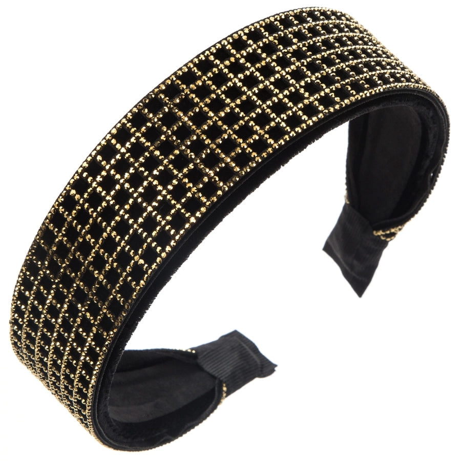 Women's Elegant Luxurious Checkered Cloth Inlay Rhinestones Hair Band