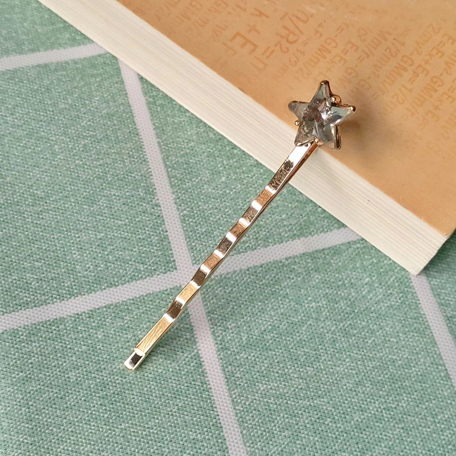 simple style moon flower metal plating artificial pearls rhinestones hair clip 1 piece