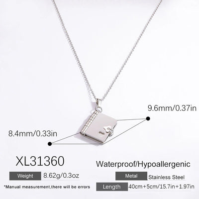 Jewelry Vintage Style Classic Style Book envelope Heart Shape Titanium Steel Plating Pendant Necklace