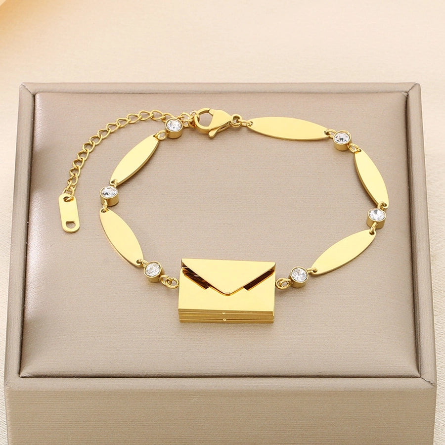 Elegant envelope Oval 304 Stainless Steel 18K Gold Plated  Bracelets In Bulk