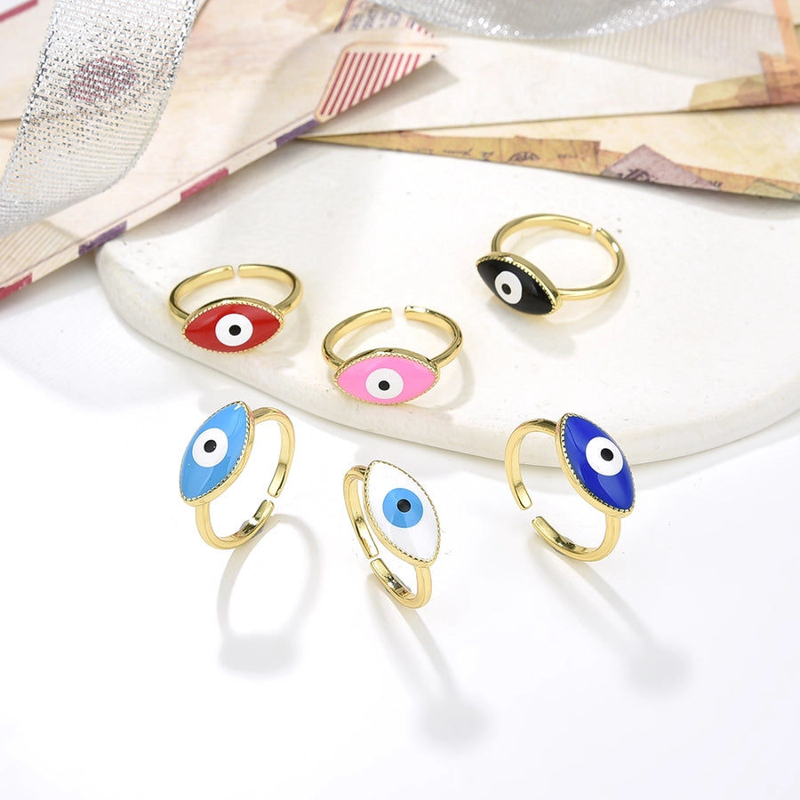 Copper Plating 18K Color Retaining Glossy Dripping Oval Open Ring