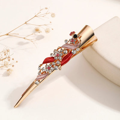 Women's Lady Modern Style Sweet Flower Alloy Stoving Varnish Inlay Rhinestones Hair Clip