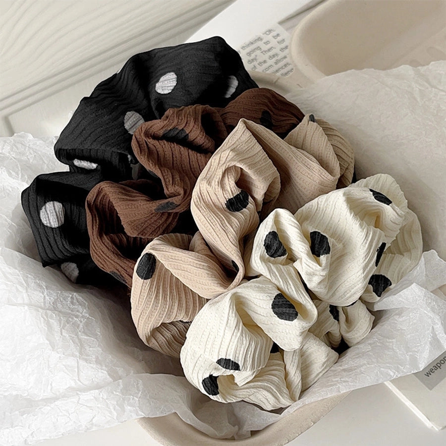 Women's Casual Simple Style Round Dots Cloth Pleated Hair Tie