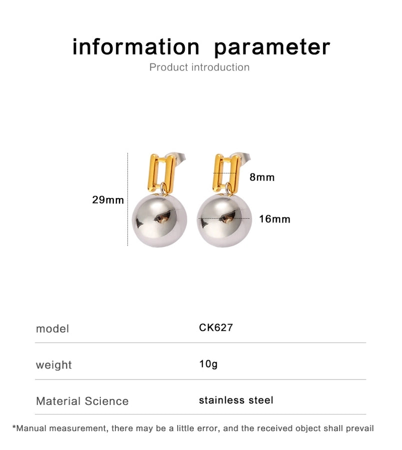 1 Pair Simple Style Classic Style Circle Rectangle 304 Stainless Steel 316 Stainless Steel  18K Gold Plated Drop Earrings