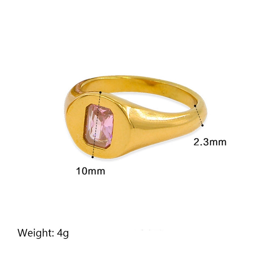 Jewelry Simple Style Geometric 304 Stainless Steel Zircon Inlay Rings