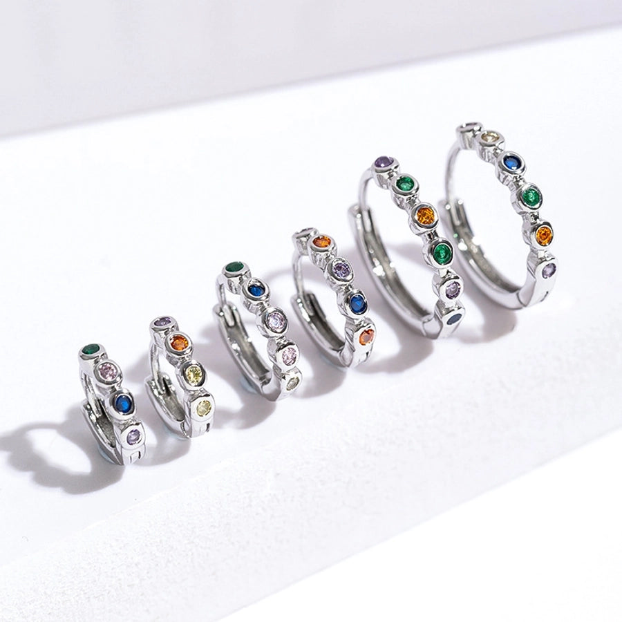 1 Pair Simple Style Geometric Plating Copper Zircon Earrings