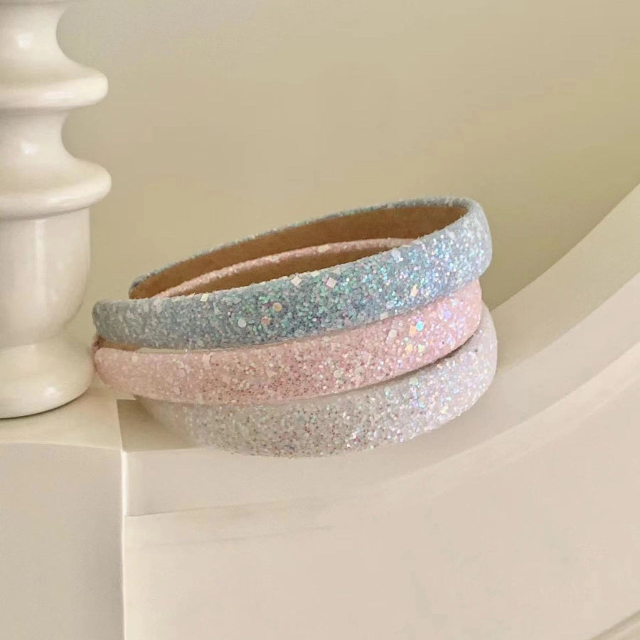 elegant streetwear solid color sequin cloth hair band