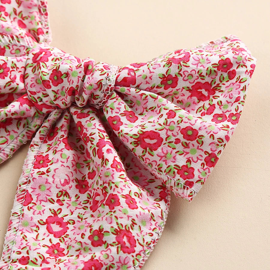 spring new cotton print hairpin children girl bow ponytail hairpin