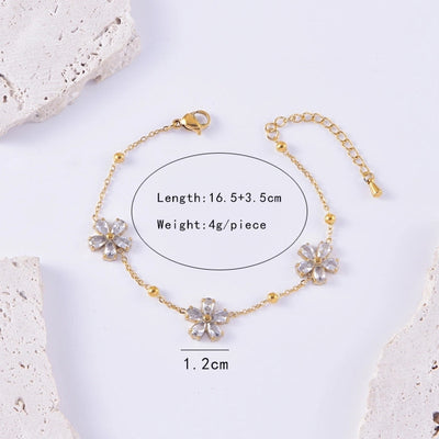 Jewelry Sweet Simple Style Flower Titanium Steel Bracelets Earrings Necklace