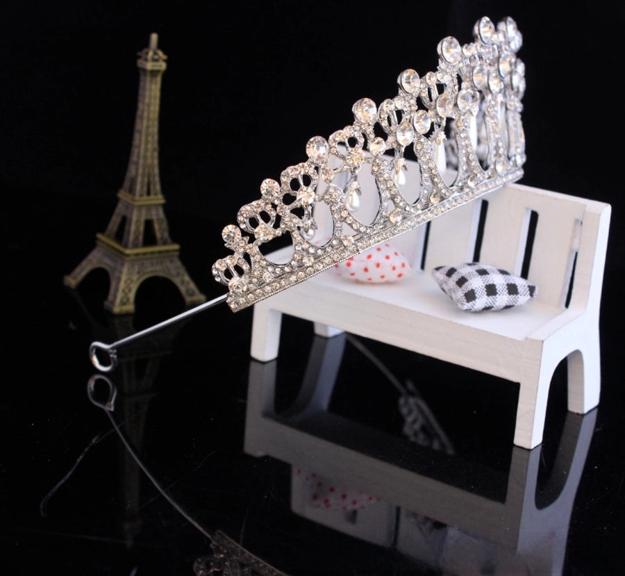 Baroque Queen  Large Crown Pearl Rhinestone Hair Accessories Bride Crown European Style Wedding Princess Crown Headwear