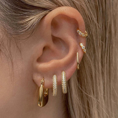 1 Pair Simple Style Geometric Inlay Copper Zircon Gold Plated Ear Studs