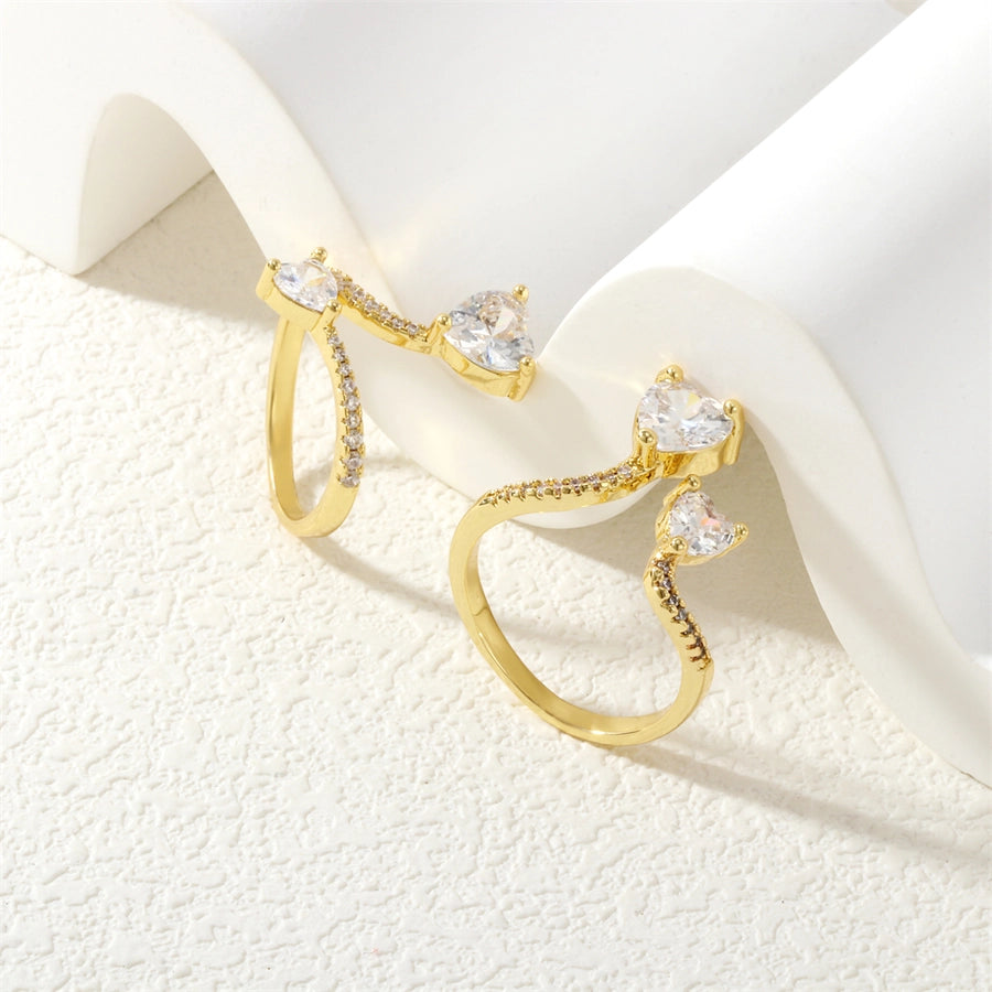 Jewelry Elegant Commute Heart Shape Copper Zircon Rings