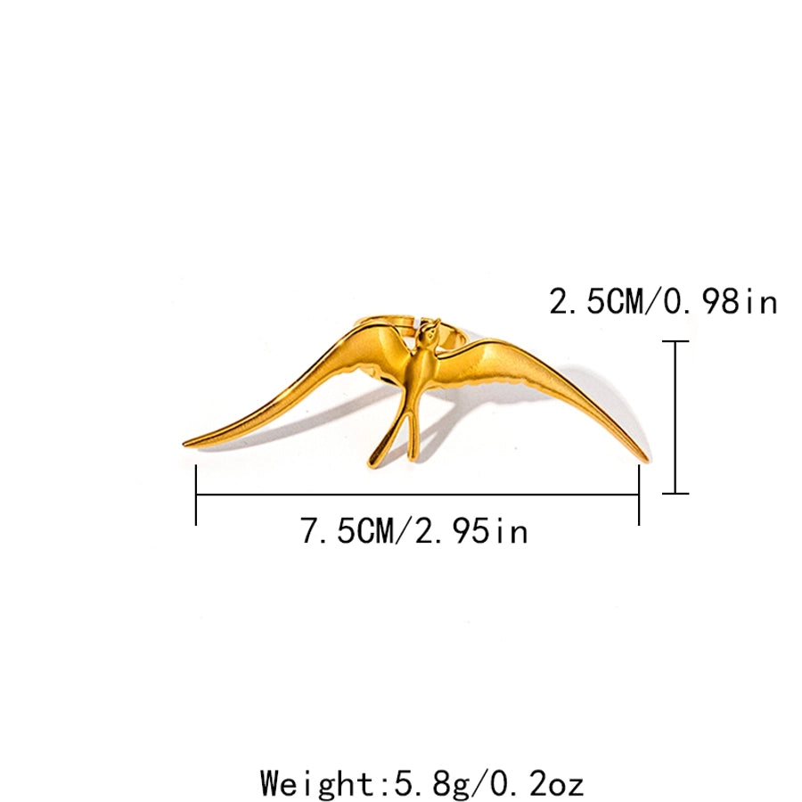 Jewelry Casual Retro Sun Swirl Pattern Butterfly 304 Stainless Steel 14K Gold Plated Open Rings