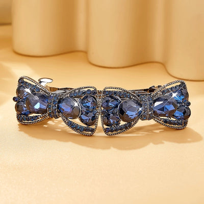 glam lady shiny bow knot alloy inlay artificial rhinestones hair clip