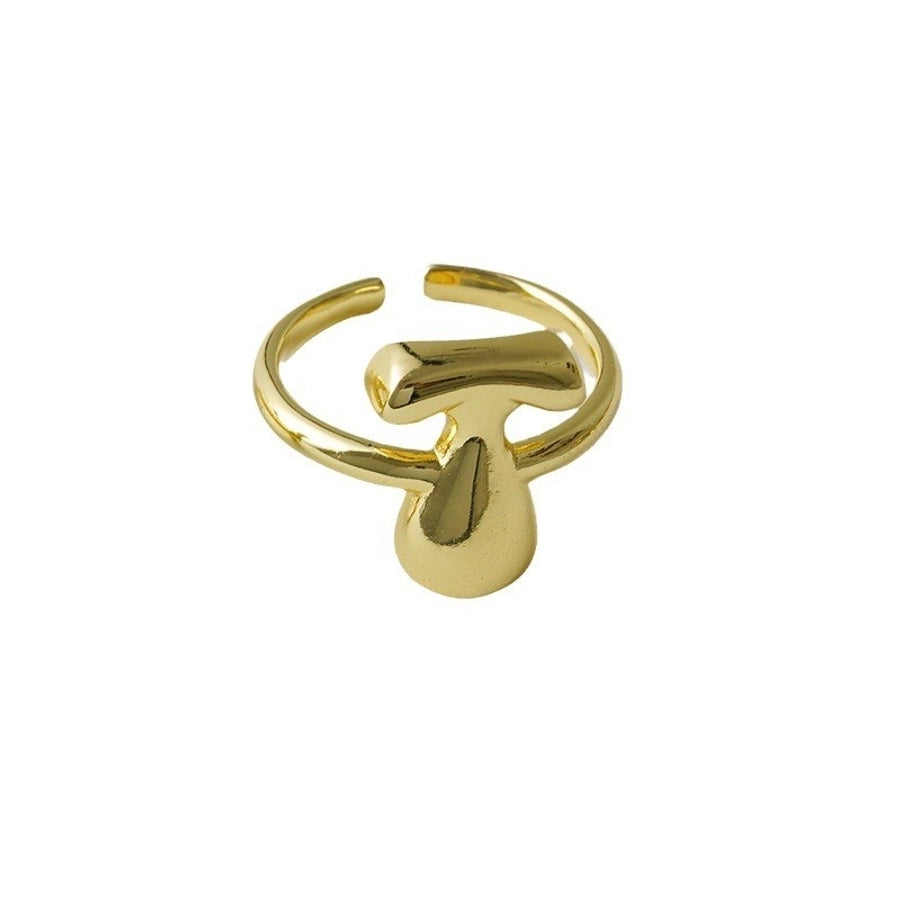 Copper Brass 18K Gold Plated Letter Open Rings