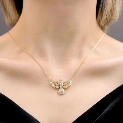 Jewelry Retro Classic Style Eagle Copper Zircon Plating Pendant Necklace