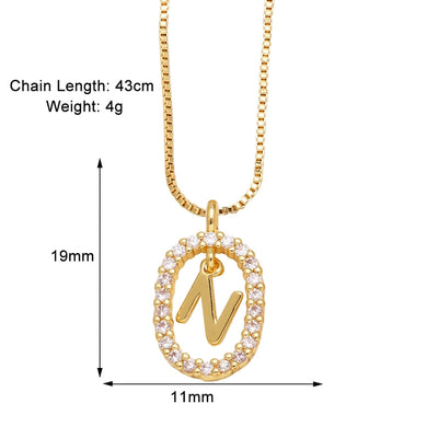 Jewelry Modern Style Simple Style letter 201 Stainless Steel Copper Zircon 18K Gold Plated Inlay Pendant Necklace