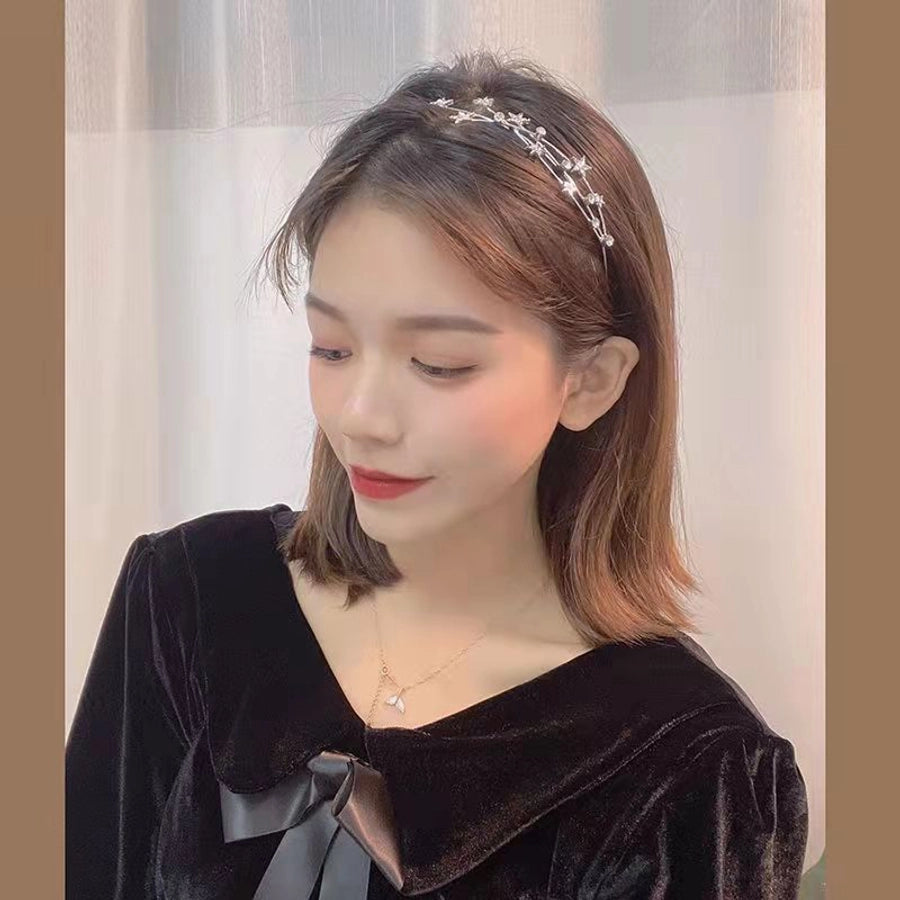 women's luxurious simple style star alloy plating inlay artificial rhinestones hair band