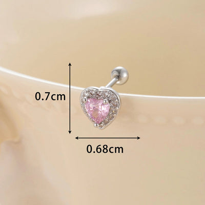 1 Piece Classic Style Heart Shape Inlay Copper Zircon Ear Studs