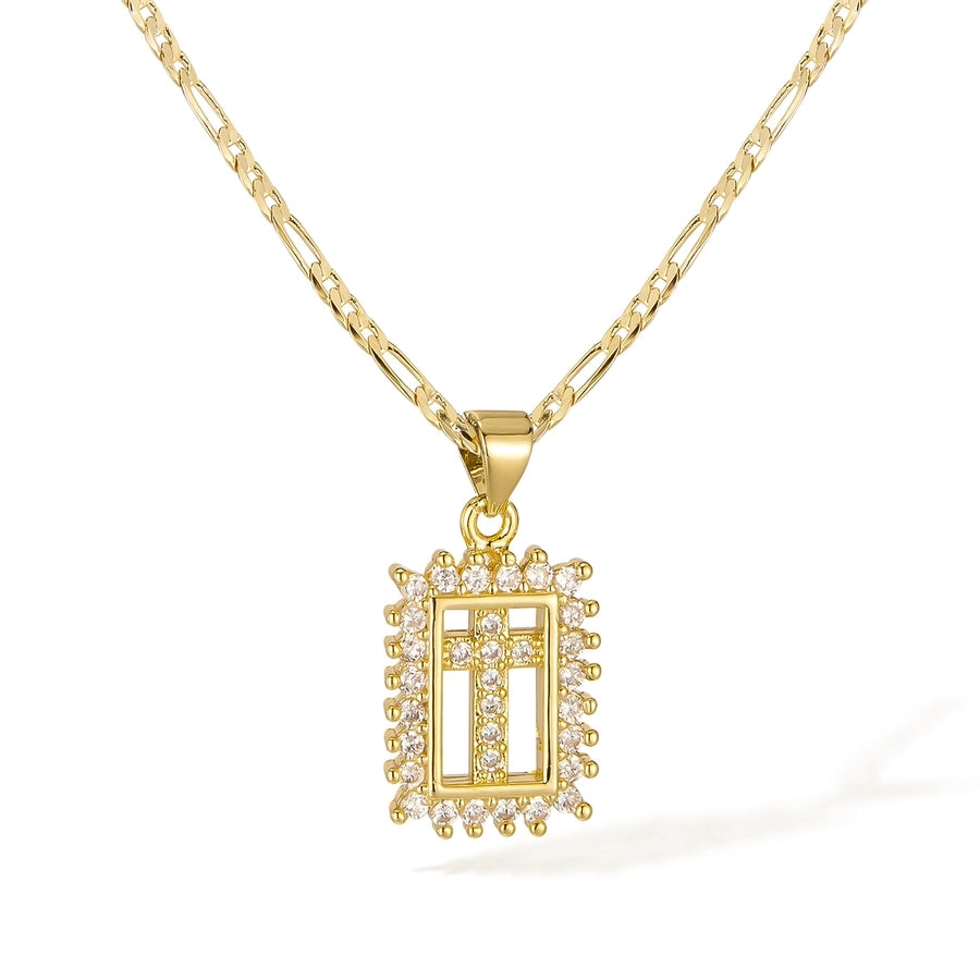 Jewelry French Style Simple Style Cross Copper 14K Gold Plated Pendant Necklace