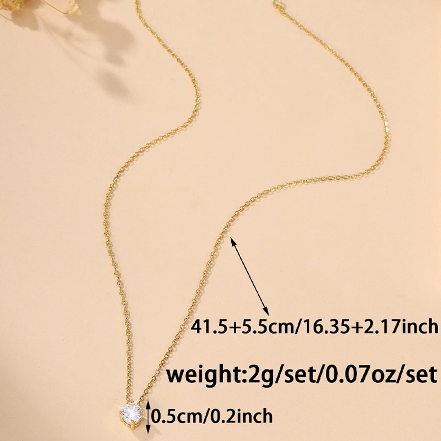 Jewelry Elegant Sweet Simple Style Round Copper Zircon Imitation Gold  Inlay Necklace