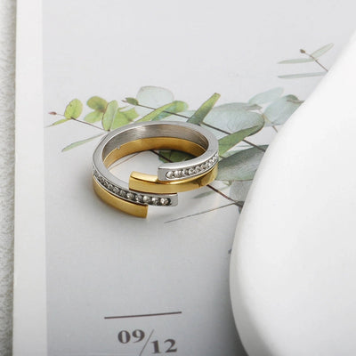 Jewelry Simple Style Color Block 304 Stainless Steel Mixed Metal Plating Rings