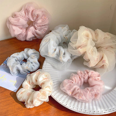 fashion stripe flower cloth hair tie