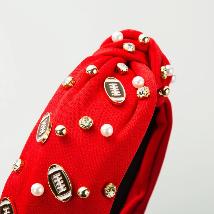 Women's Casual Baroque Style Rugby Knot Alloy Cloth Inlay Rhinestones Pearl Hair Band