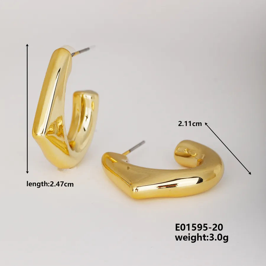 1 Pair Basic Classic Style Geometric Star Heart Shape Irregular CCB K Gold Plated Stud Earrings