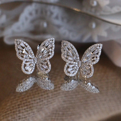 Light luxury high-grade butterfly mosquito coil ear clip without pierced women's super flash Mori style fresh earrings summer fashion