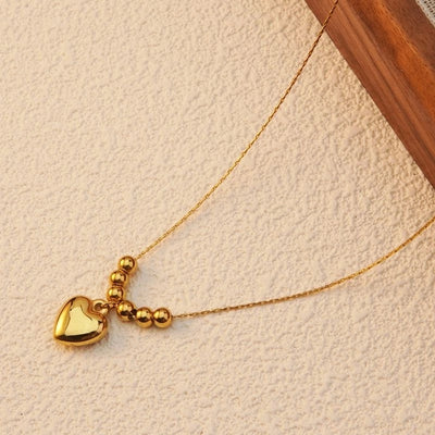 Jewelry Basic Sweet Classic Style Heart Shape 304 Stainless Steel 18K Gold Plated Plating Pendant Necklace