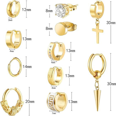 hot personalized fashion unisex earrings stainless steel diamond cross cone earrings ear clip suit