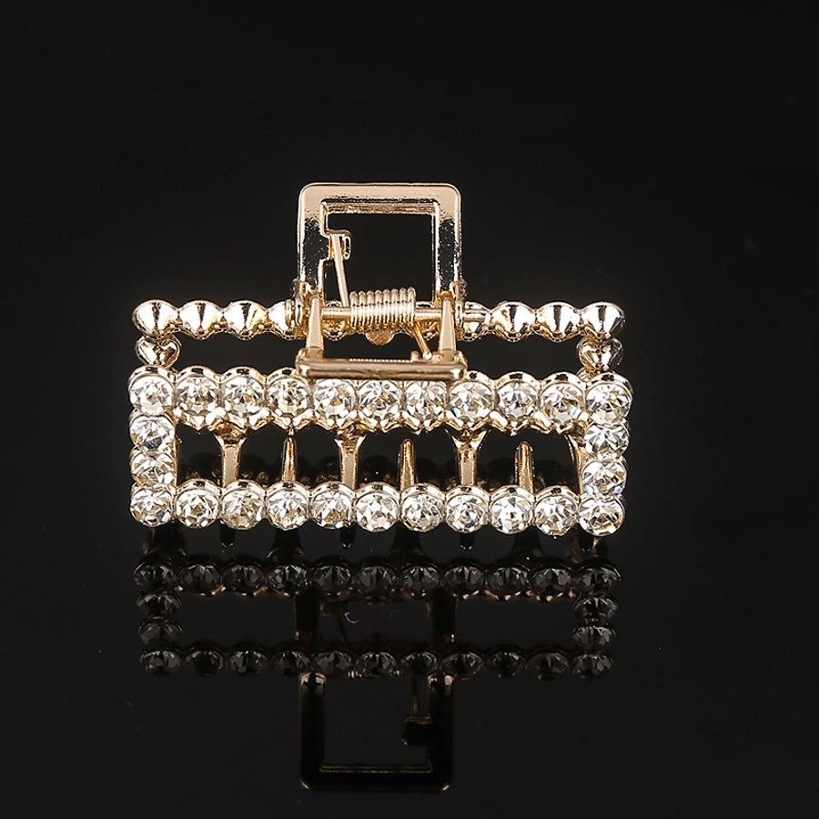 simple style solid color alloy inlay rhinestones hair claws 1 piece