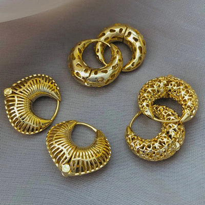 1 Pair Streetwear Star Copper 18K Gold Plated Earrings