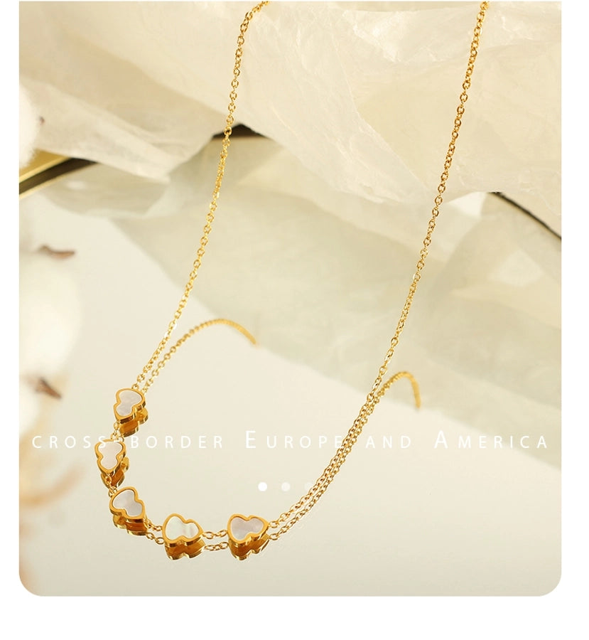 Jewelry IG Style Elegant French Style Gourd 304 Stainless Steel Shell 18K Gold Plated Polishing Pendant Necklace