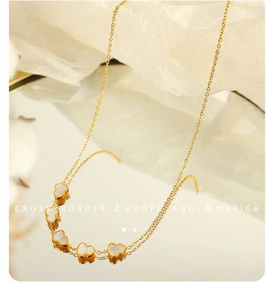 Jewelry IG Style Elegant French Style Gourd 304 Stainless Steel Shell 18K Gold Plated Polishing Pendant Necklace