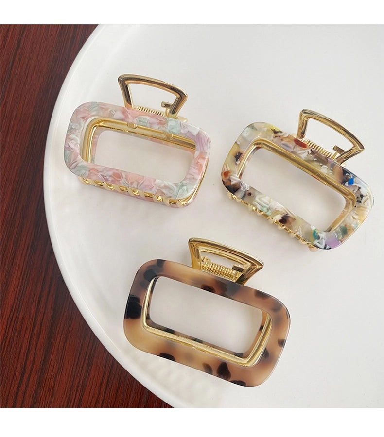 women's simple style solid color alloy plating hair claws