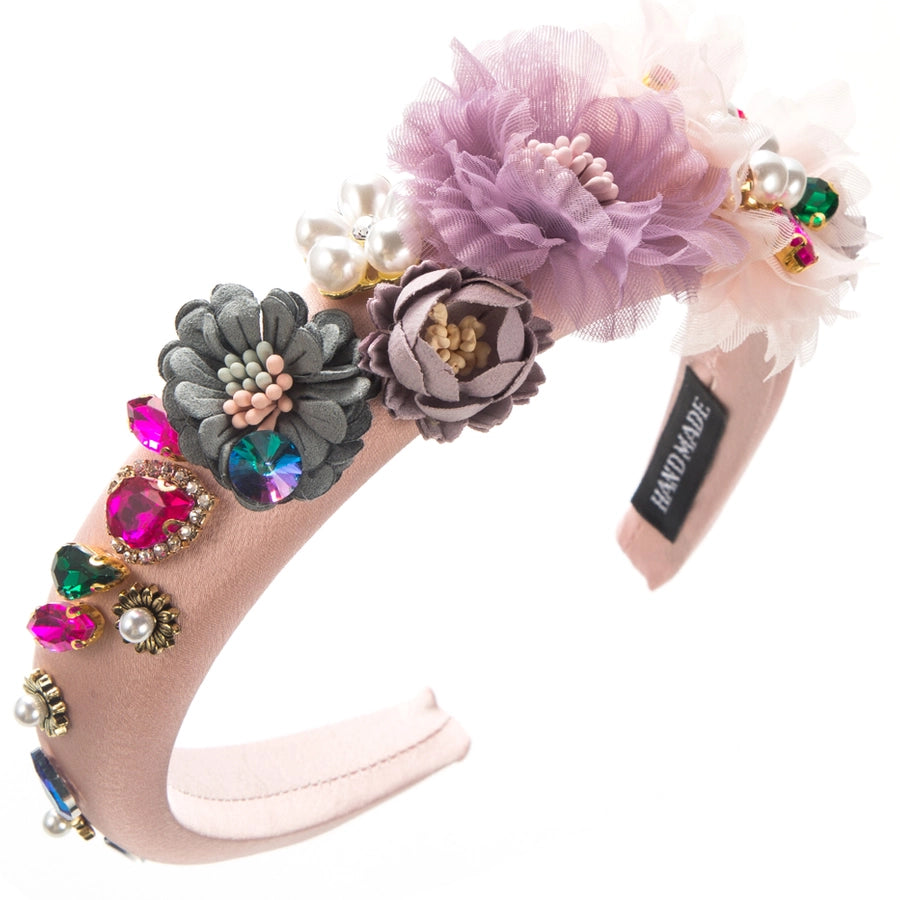 Women's Casual Vacation Classic Style Flower Alloy Cloth Plating Inlay Glass Pearl Hair Band