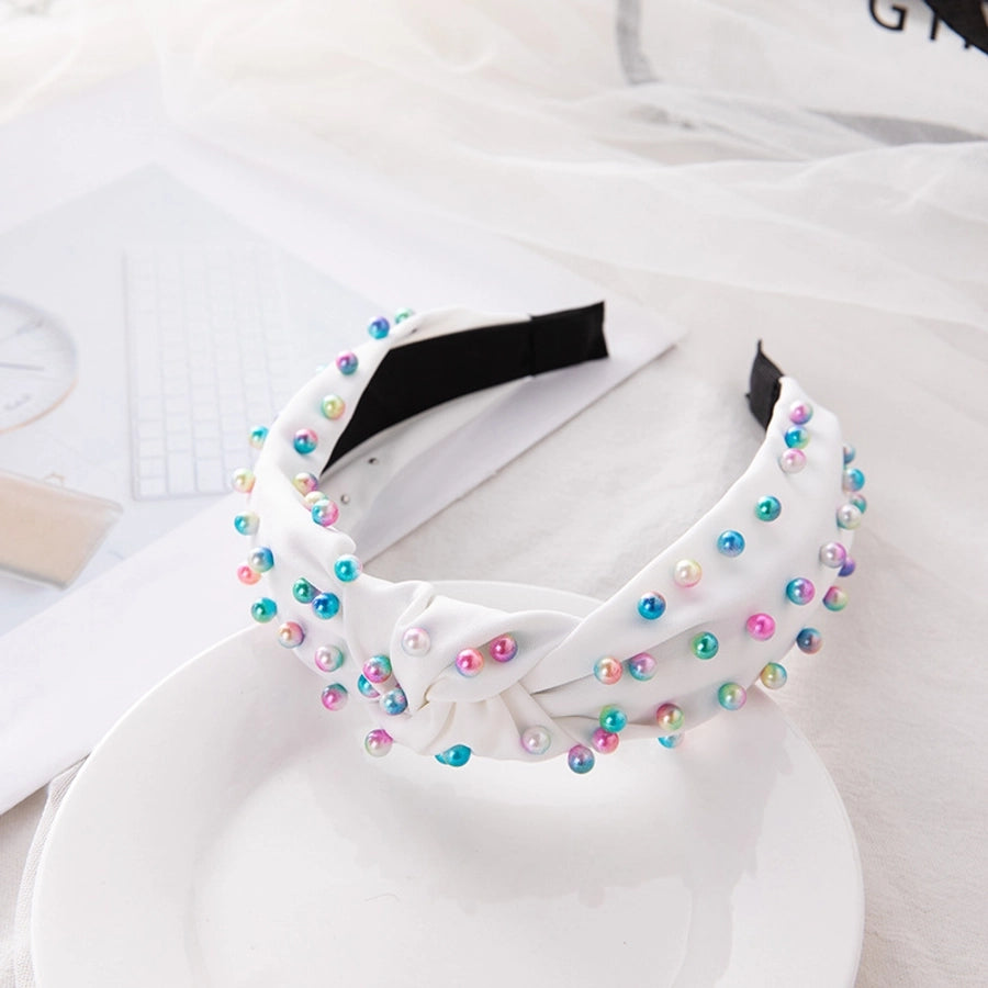 retro knot four-sided bomb inlay beads hair band 1 piece