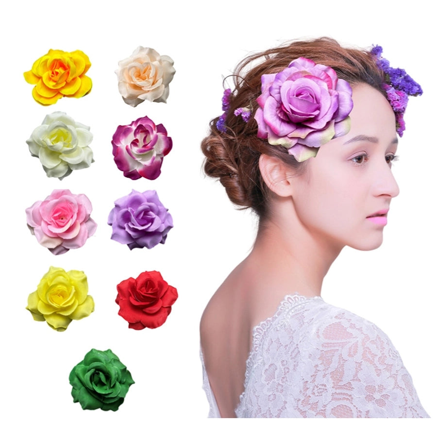 red rose flower hair clip prom party simulation flowers corsage bride 11cm hair card