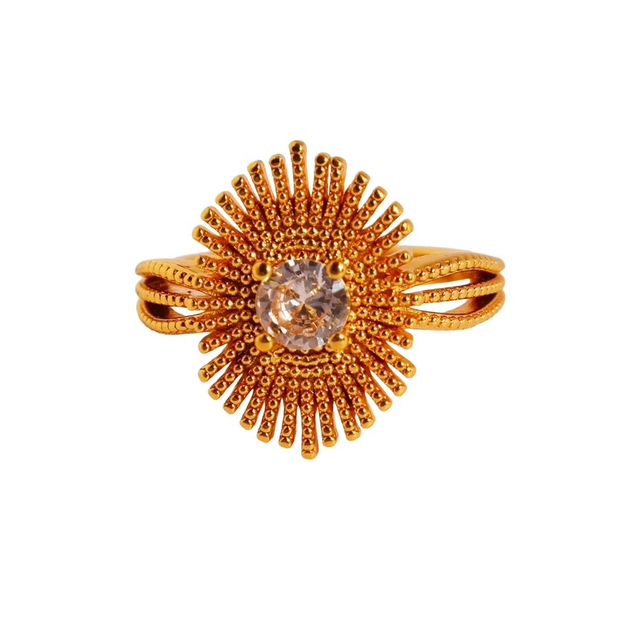 Brass 24K Gold Plated Irregular Inlay Geometric Fireworks Zircon Rings