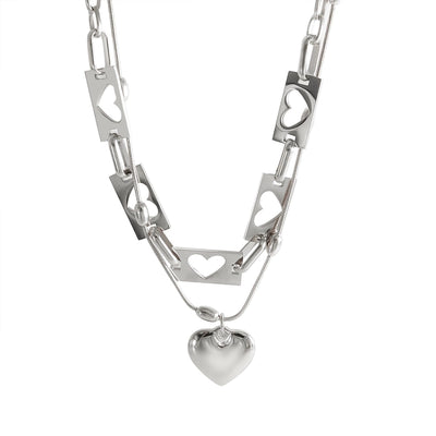 Jewelry IG Style Simple Style Commute Heart Shape 304 Stainless Steel Hollow Out Bracelets Necklace
