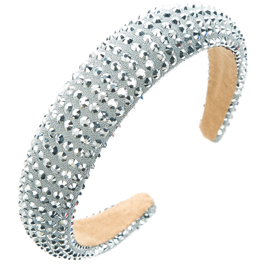 women's shiny solid color cloth sponge inlay rhinestones hair band