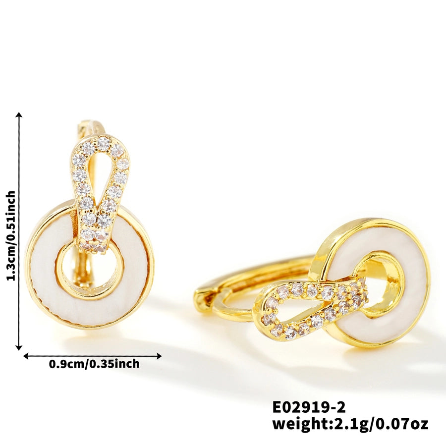 1 Pair Elegant Basic Geometric Inlay Copper Zircon K Gold Plated Rhodium Plated Ear clip