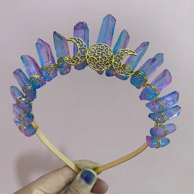 simple style moon solid color crystal handmade hair band