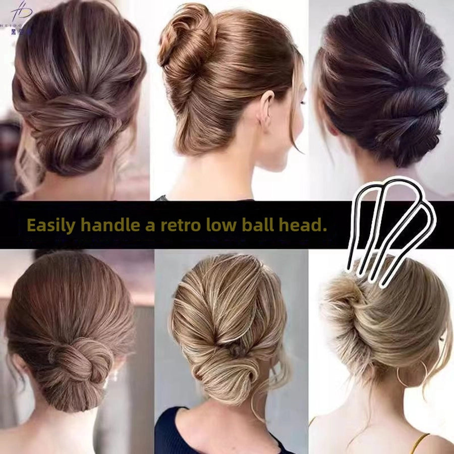 Lazy hair dish artifact meatball head comb hair comb hair clip inverted U-shaped hair clip professional styling headdress hair fork women